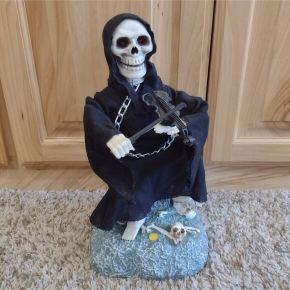 Vintage 1996 Gemmy Industries Grim Reaper Playing Violin Animated Halloween READ - Picture 2 of 9